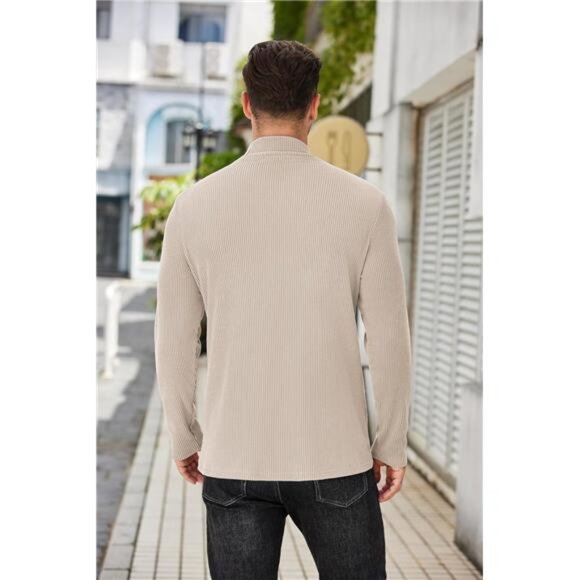 Men’s Thermal Mock Turtleneck Sweater • Ribbed Knit Long Sleeve Pullover - Picture 4 of 4